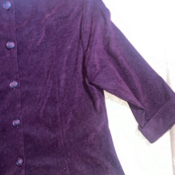 Vintage Positive Attitude Women 16 Plum Purple Shoulder Pad Long Sleeve Top (P) - Picture 3 of 6